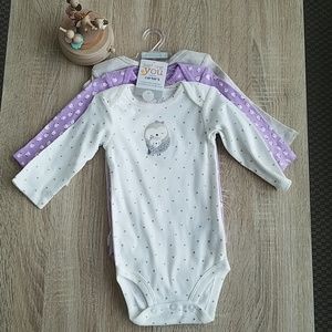 NWT Carter's Baby Girl Owl Bodysuit Set of 3